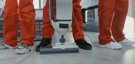 cleaning-services-melbourne Professional cleaners in Melbourne using a vacuum machine for carpet cleaning services.